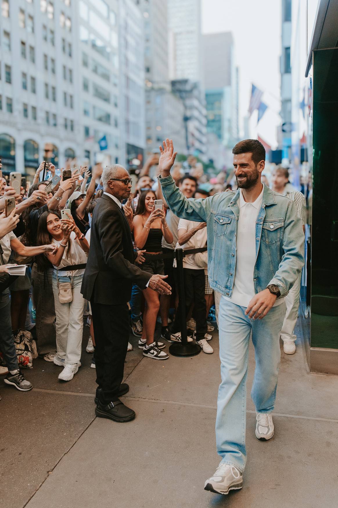 Novak Djokovic durante el lanzamiento de una colección cápsula de Lacoste en Nueva York.
