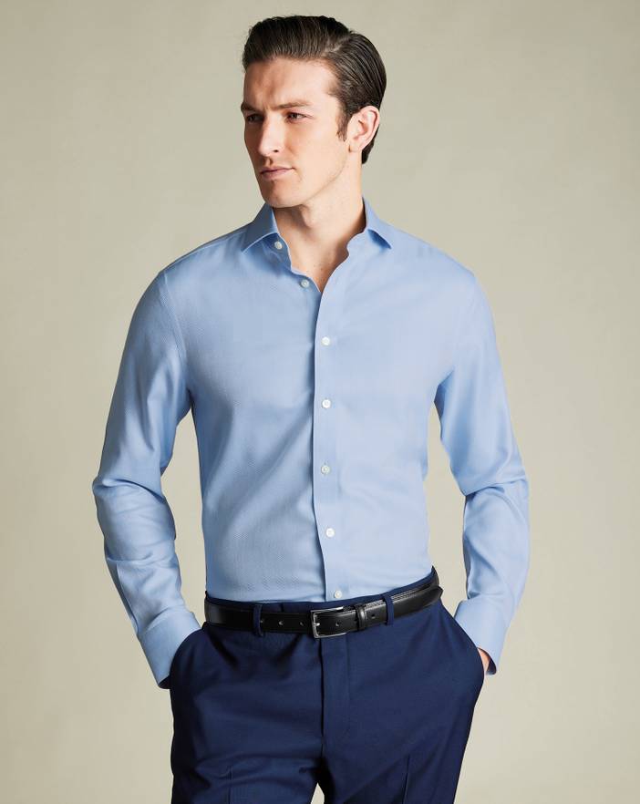 Men's Charles Tyrwhitt Cutaway Collar Non-Iron Herringbone Dress Shirt | Charles Tyrwhitt