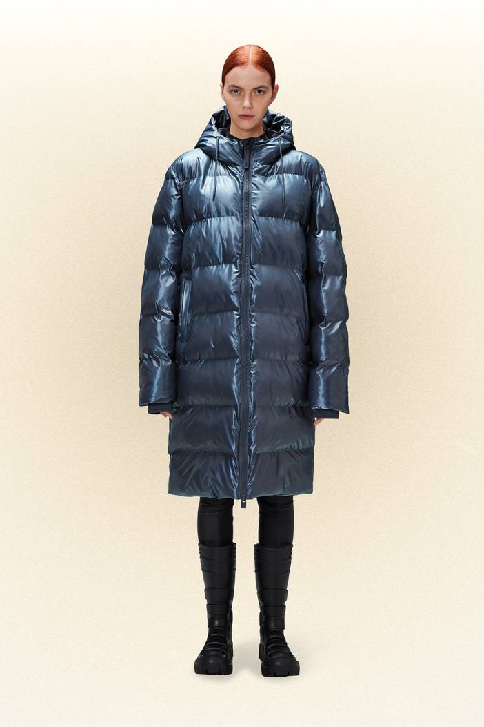Alta Long Puffer Jacket - Black | Rains
