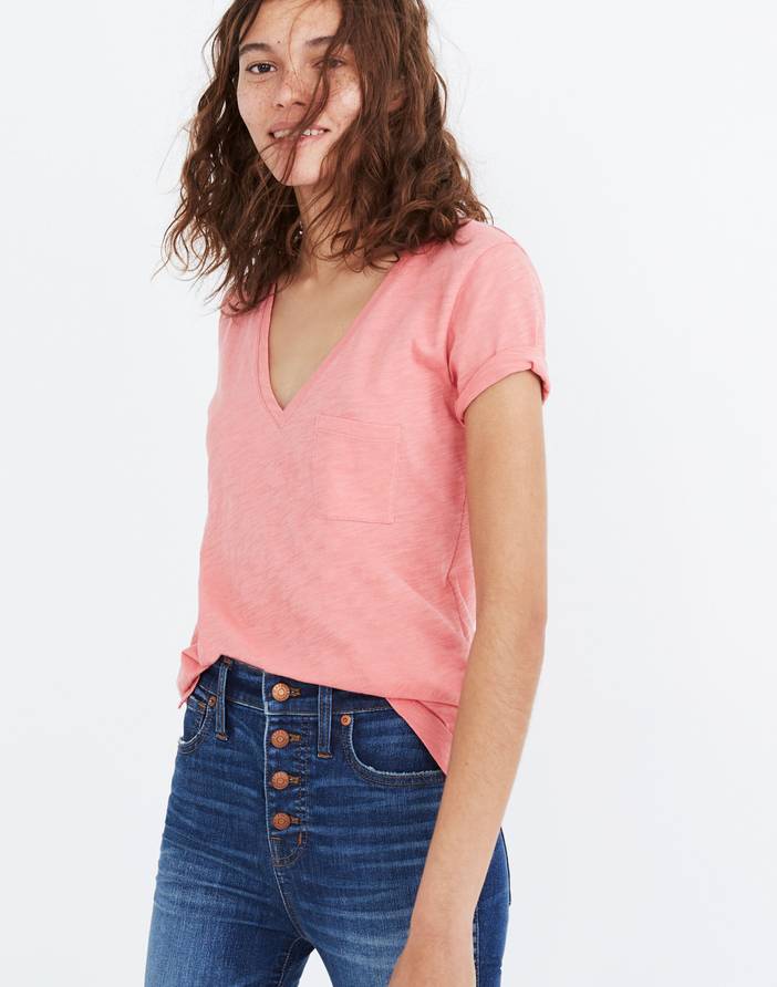 Whisper Cotton V-Neck Pocket Tee | Madewell