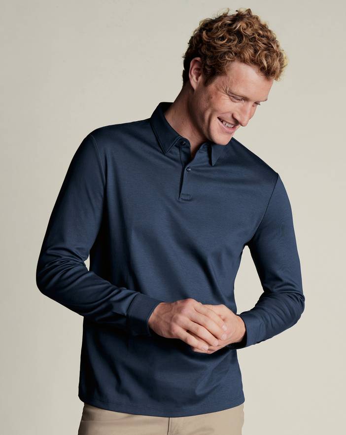 Men's Charles Tyrwhitt Long Sleeve Smart Jersey Polo Shirt | Charles Tyrwhitt