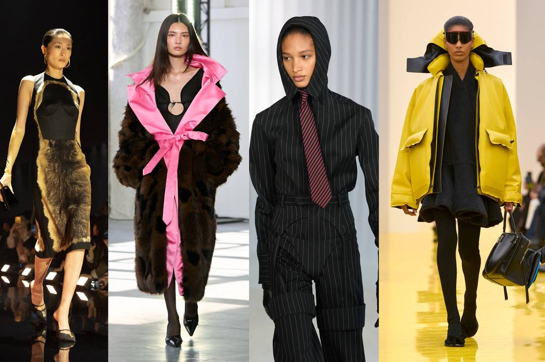 De gu. à dr. : Schiaparelli, Marie Adam-Leenaerdt, Jean Paul Gaultier et Loewe FW26.