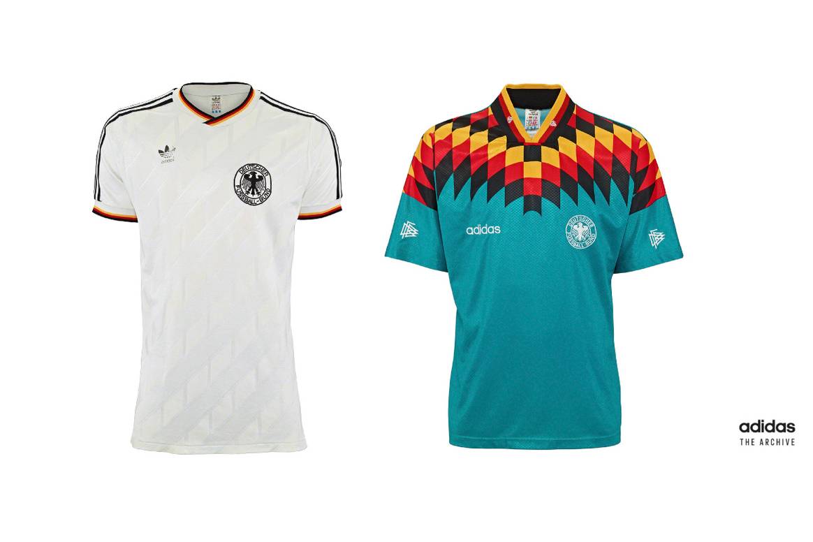 DFB home jersey 1986 (left) and away 1994