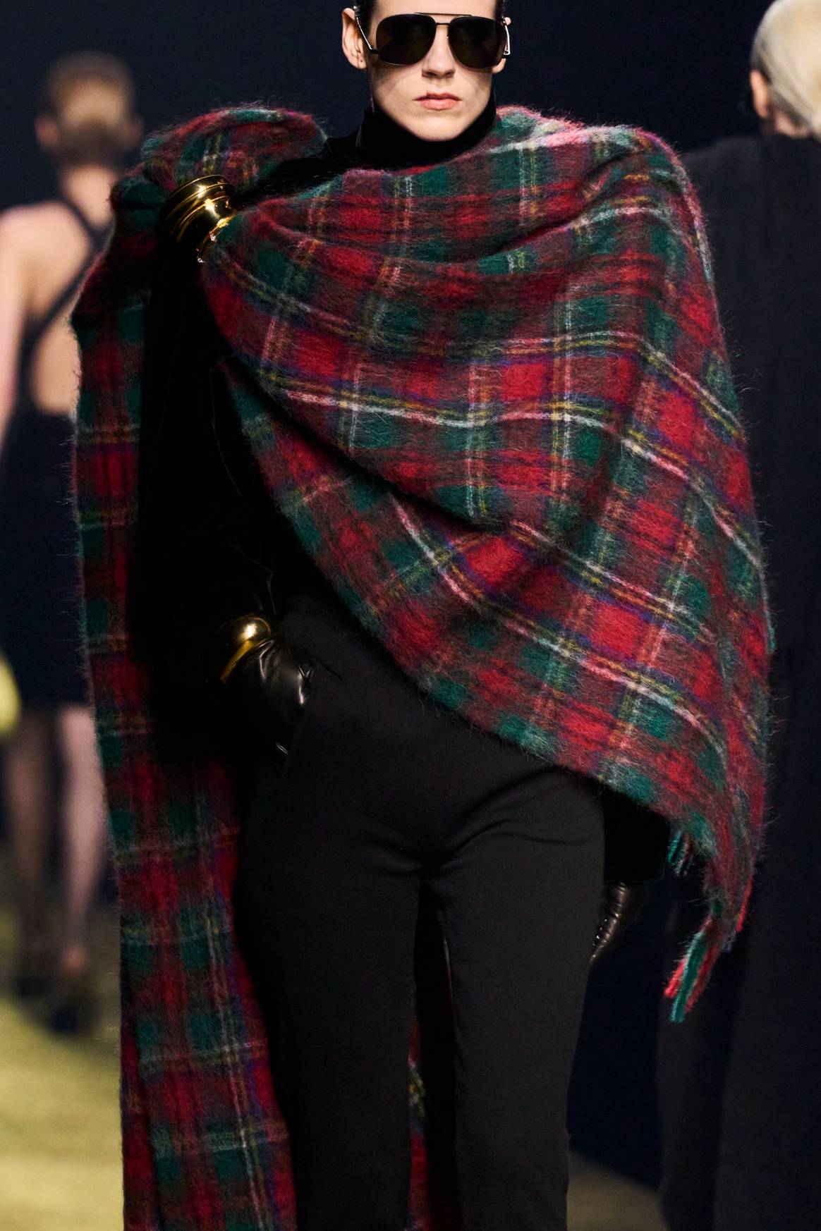 Saint Laurent FW23 tartan mohair shawl