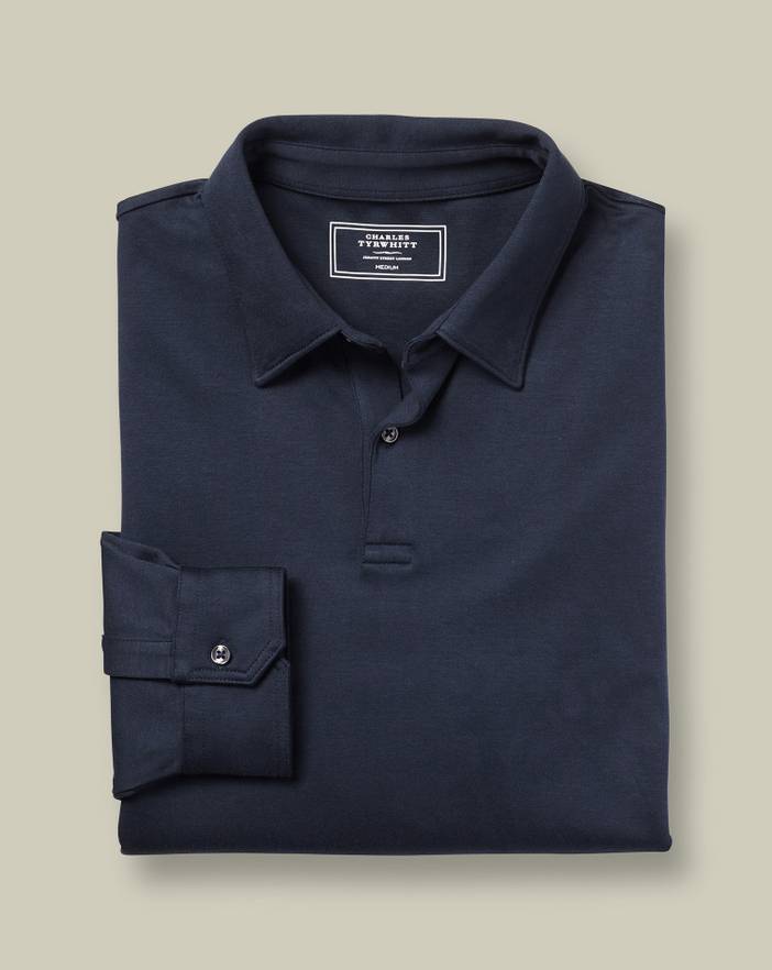 Men's Charles Tyrwhitt Long Sleeve Smart Jersey Polo Shirt | Charles Tyrwhitt