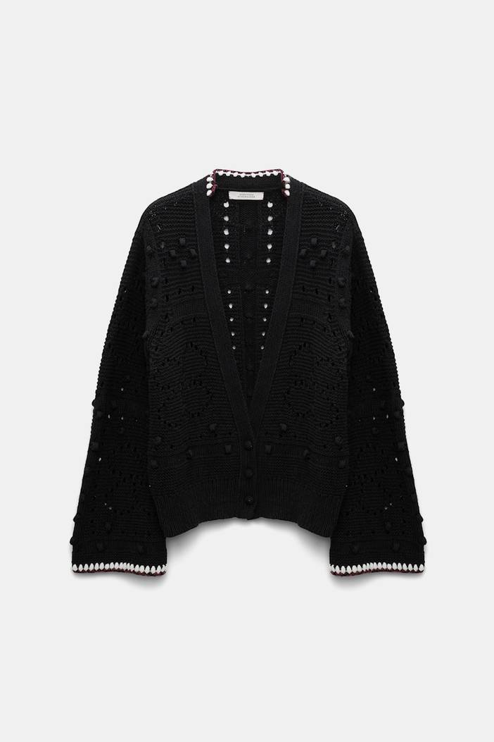 V-neck cardigan with crochet trim | dorothee schumacher