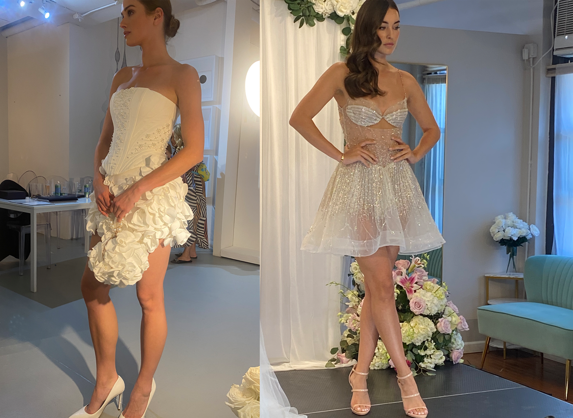 Short bridal dresses at Left, Milla Nova and Right, Julie Vino