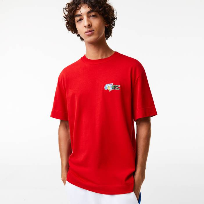 Herren Lacoste T-Shirt mit Comic-Aufnäher | Lacoste