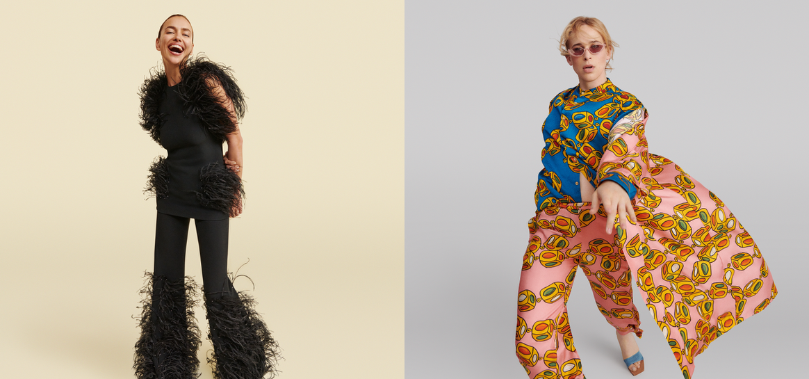 Fotos: Irina Shayk in Elie Saab (links); Tommy Dorfman in Rianna + Nina (rechts)