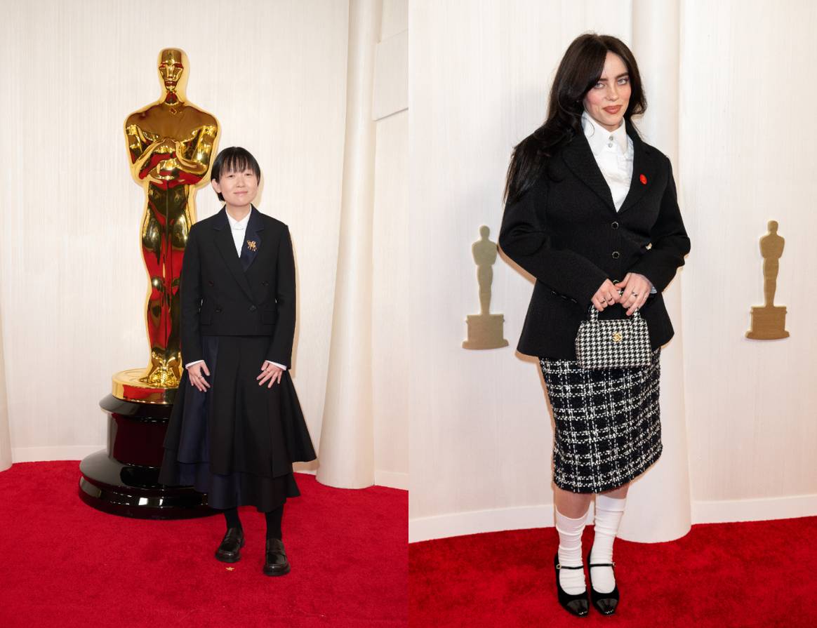 Celine Song in Loewe and Billie Eilish in Chanel.