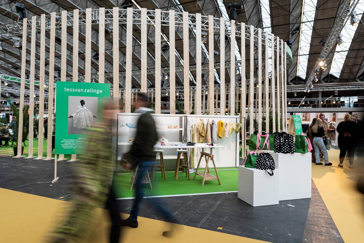 Tess van Zalinge's booth at the Sustainable Stop. Image: Aygin Kolaei for FashionUnited