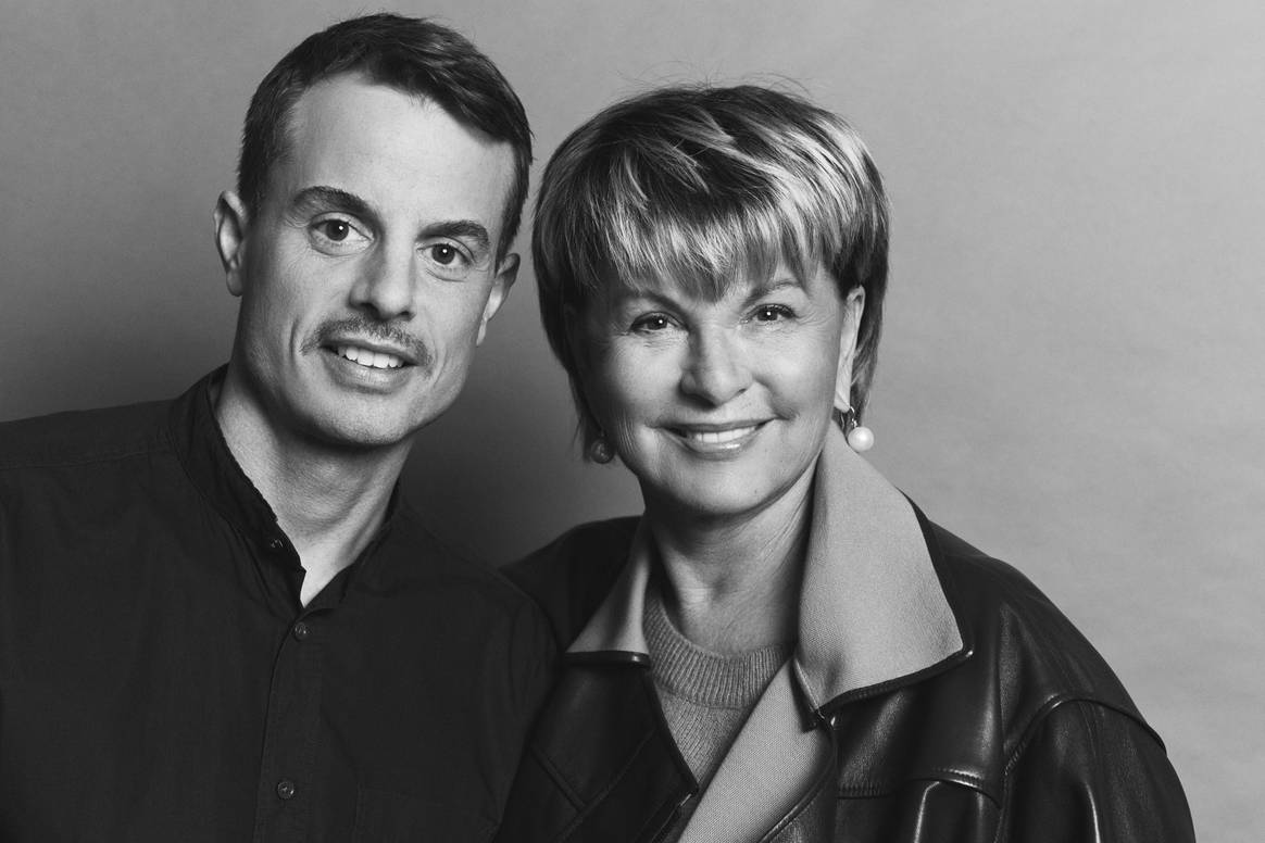 Creative director of Maison Ullens Christian Wijnants and founder Myriam Ullens. Photo by Zeb Daemen, image via Pr agency Turbulence.