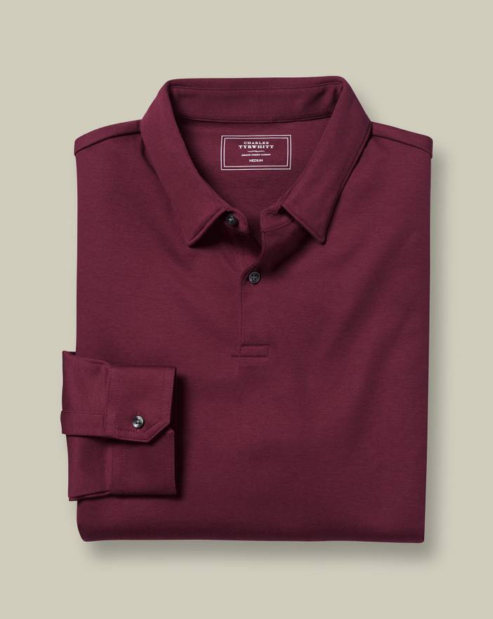 Men's Charles Tyrwhitt Long Sleeve Smart Jersey Polo Shirt | Charles Tyrwhitt