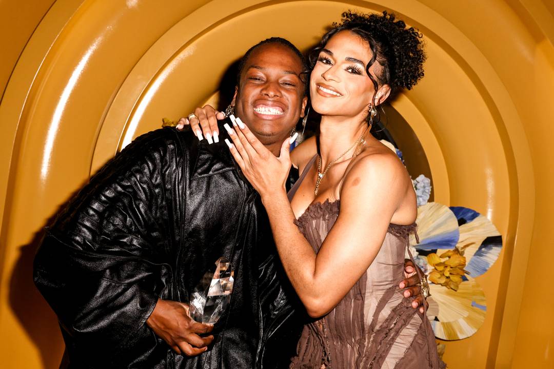 Daveed Baptiste and Angel de Michael at the CFDA x Frazier Family Foundation: 2025 Empowered Vision Award Reception