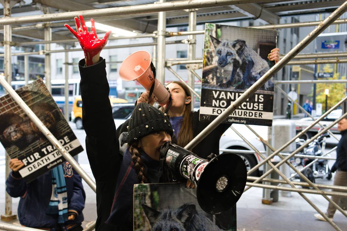 CAFT holds protest outside CFDA's NYC HQ.