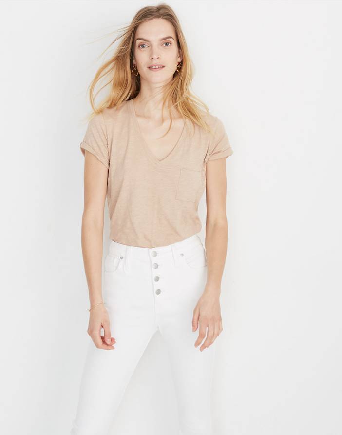 Whisper Cotton V-Neck Pocket Tee | Madewell