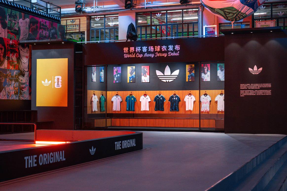 Adidas presents World Cup jerseys at retro market in Shanghai