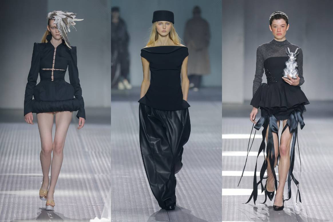 De izq. a yes. Moonsieur, Adolfo Domínguez and Bibencia FW26 in 080 Barcelona Fashion.