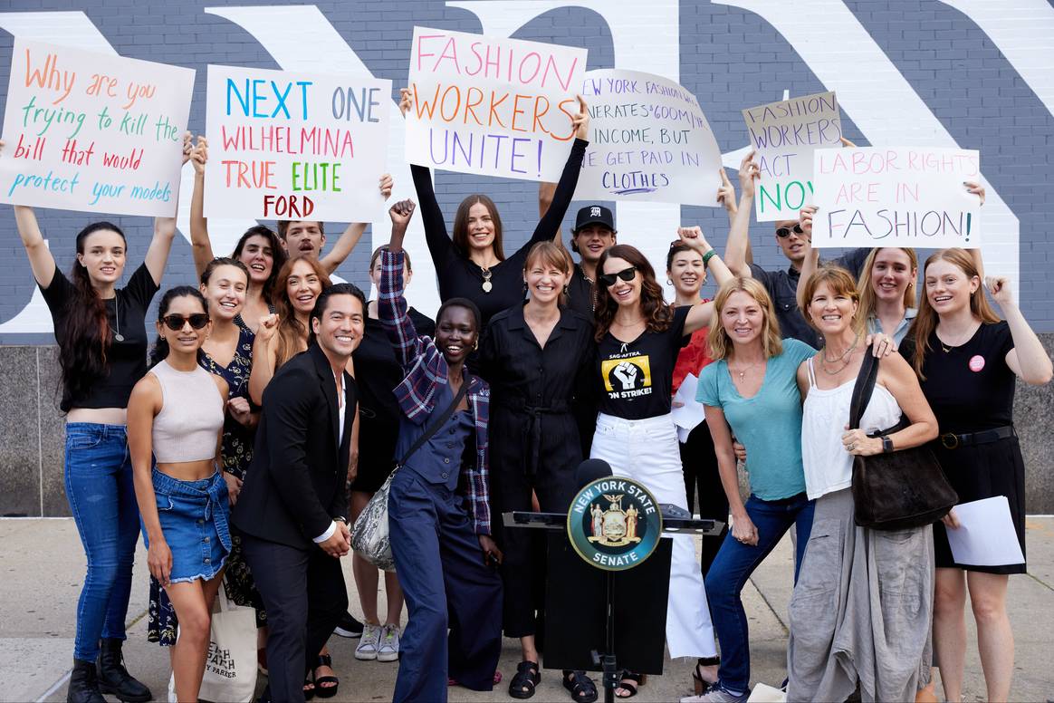 Model Alliance protest at NYFW SS24.