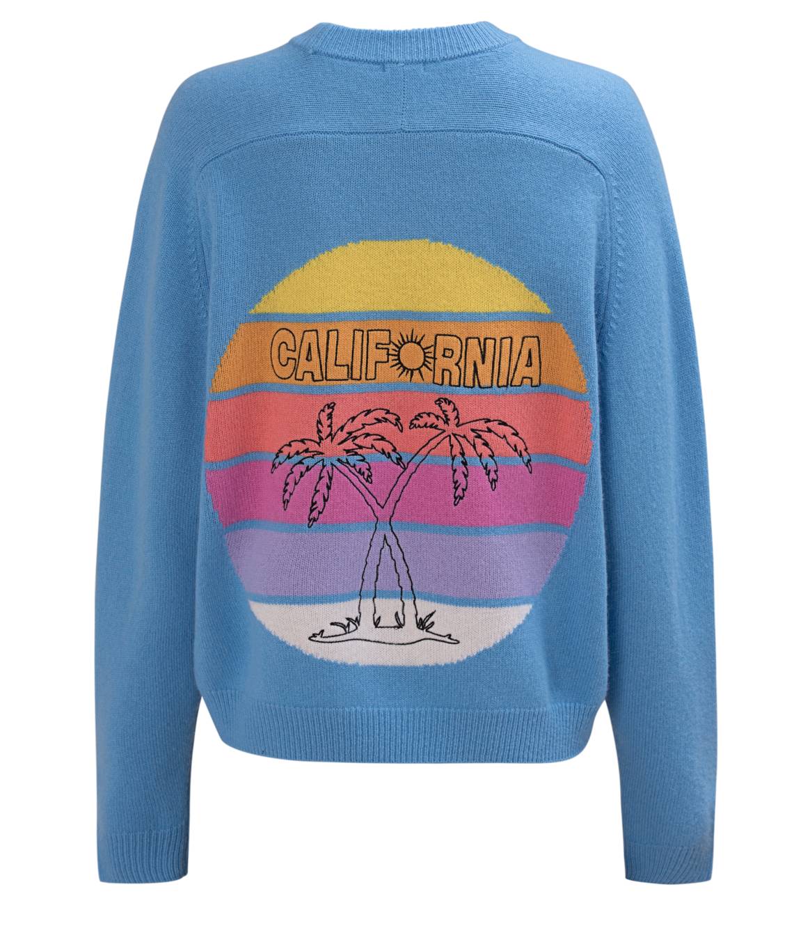Die Rückseite des Pullovers mit Stickerei.