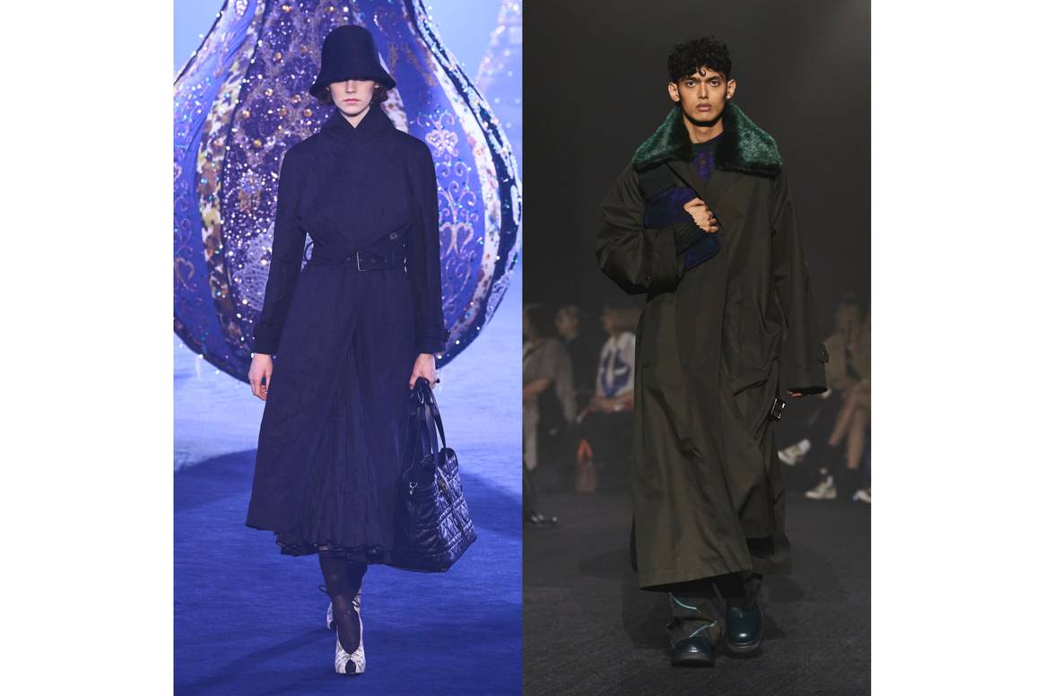 (Izquierda) Dior FW23 Ready-to-wear. (Derecha) Burberry FW23 Ready-to-wear. Imágenes: Launchmetrics Spotlight.