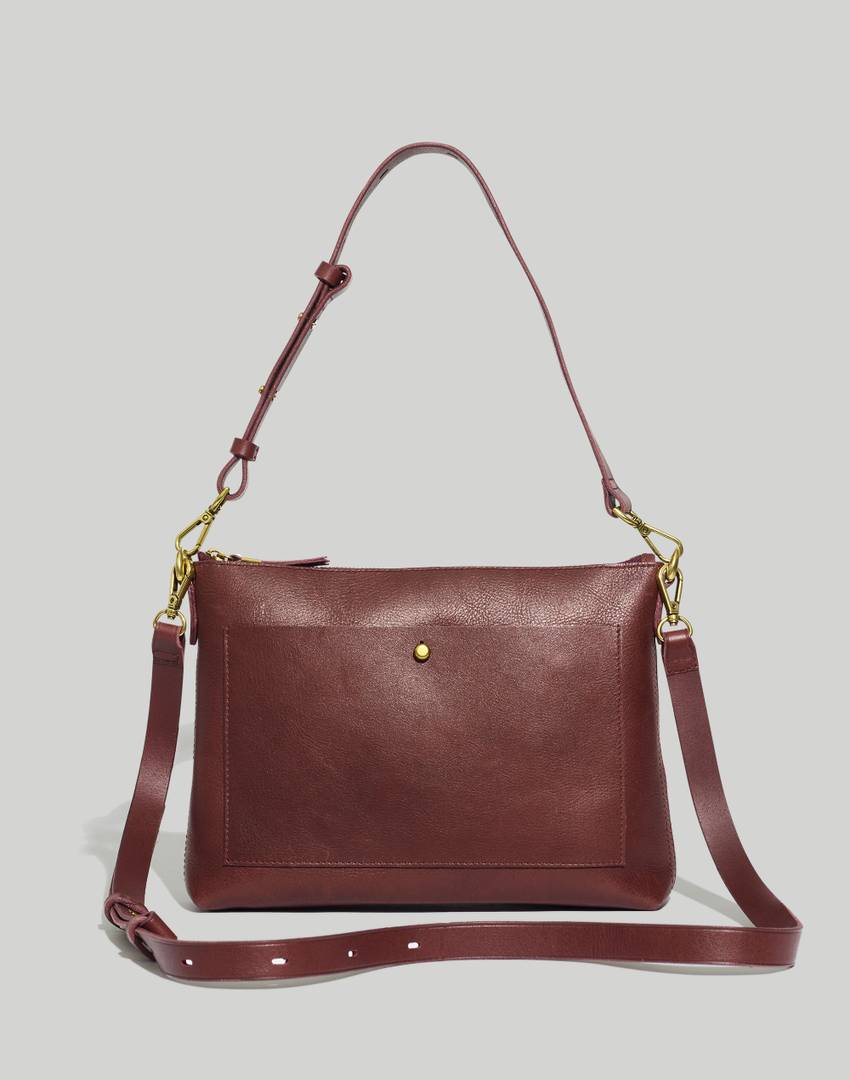 Madewell Oversized Berliner store Satchel Burgundy Leather Crossbody Bag