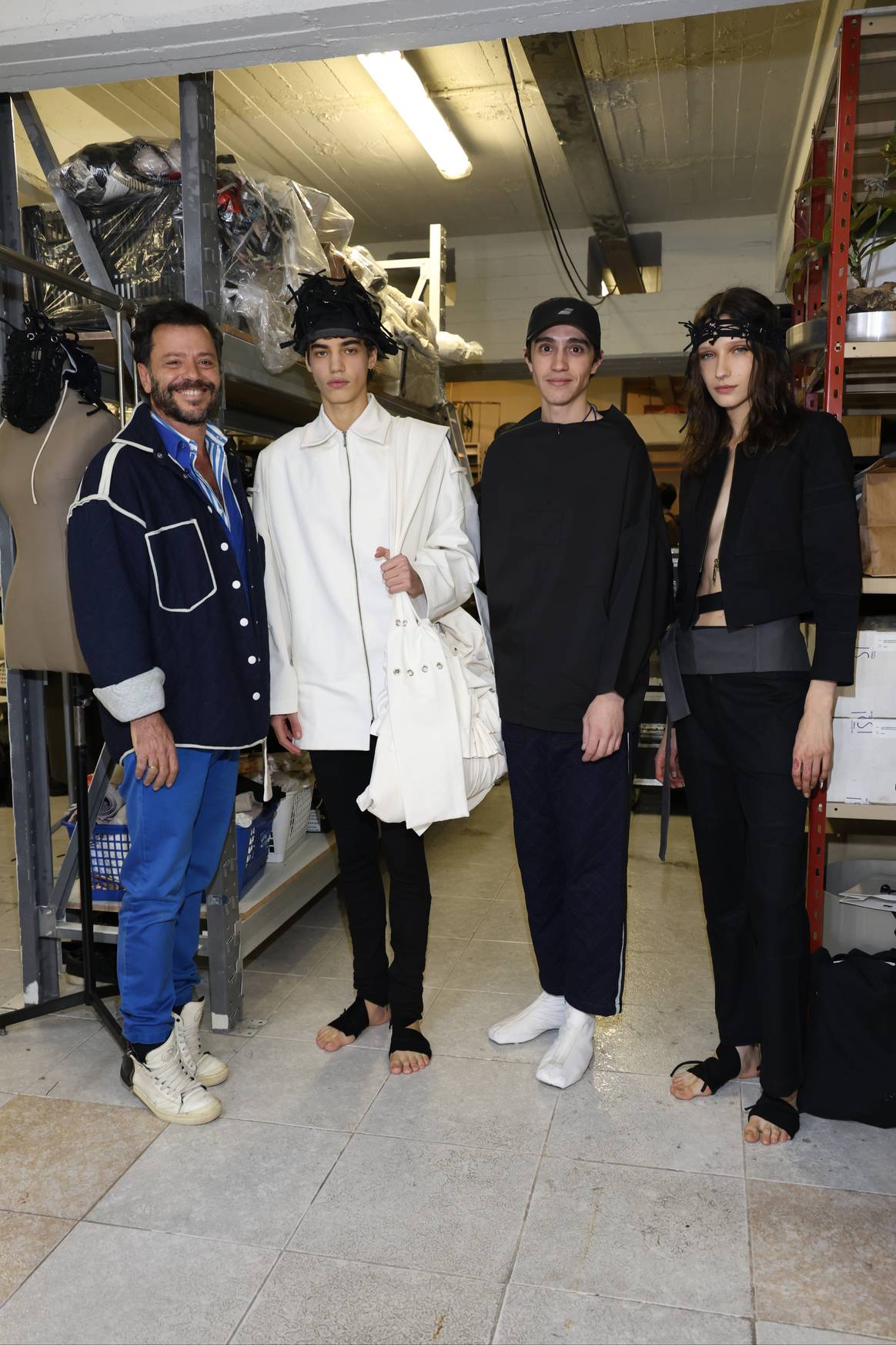 Martín Churba, el director creativo Bob Honores y modelos en Designers BA FW2024.