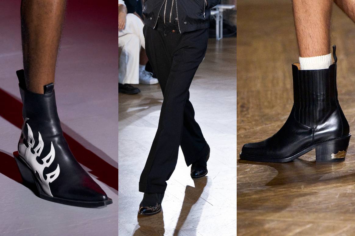 SS24 men's footwear trends. (From left) Jordanluca, Bed j.w. Ford and
EgonLab.
