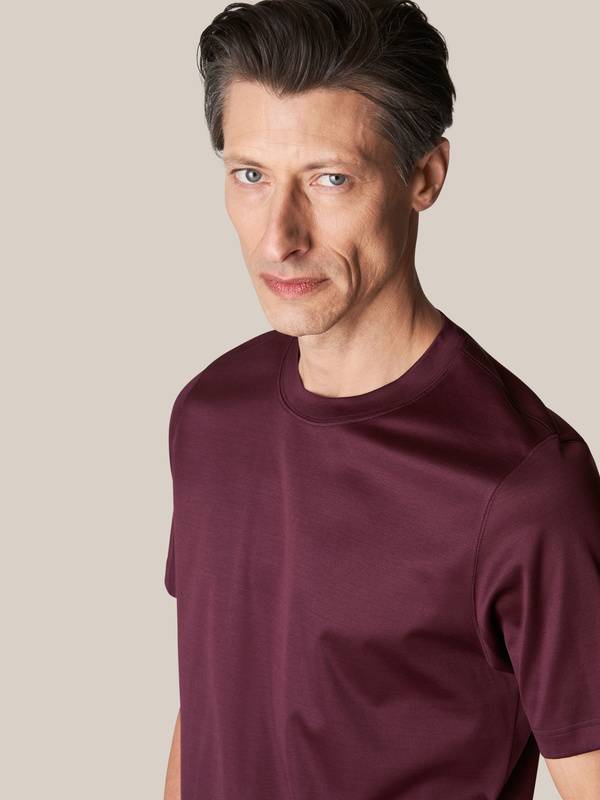 Burgundy Red Filo di Scozia Crewneck T-Shirt | Eton