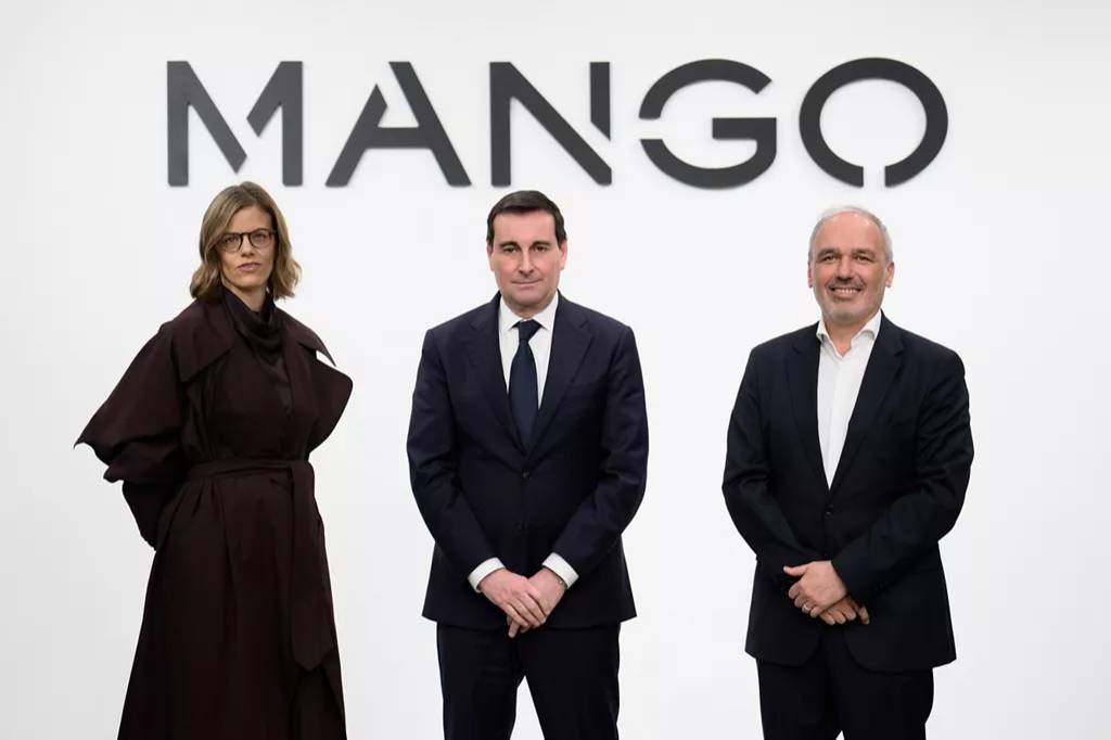 Mango Chief Financial Officer, Margarita Salvans, Mango CEO Toni Ruiz and Daniel Lopez, Mango Chief Expansion, Wholesale and Construction Management Officer Credits: Mango.