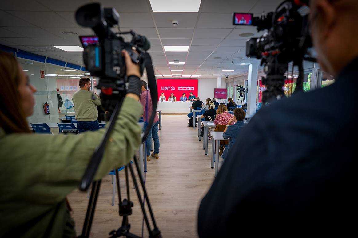 Rueda de prensa convocada por CCOO y la UGT para el anuncio de la convocatoria de huelga en el transporte por carretera, el 7 de octubre de 2024.