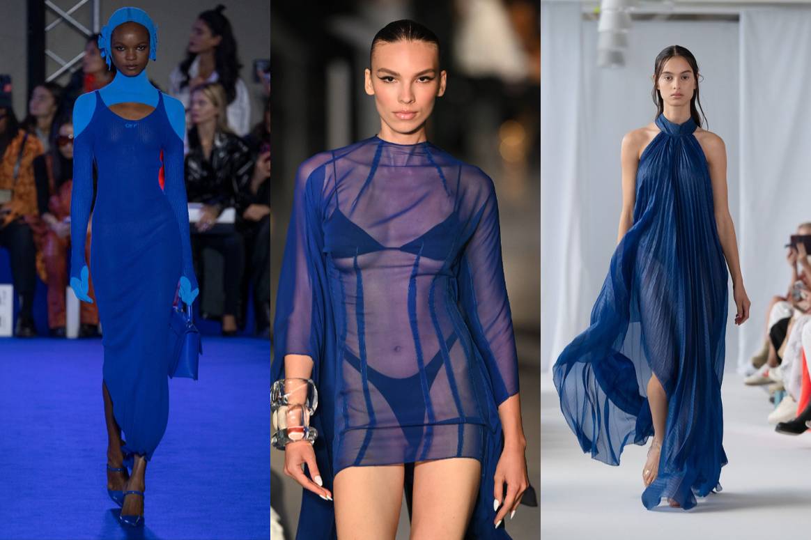 Galactic Cobalt. (From left) Images: Off-White via Off-White,
LaQuan Smith via Catwalkpictures, Jennifer Blom via Jennifer
Blom