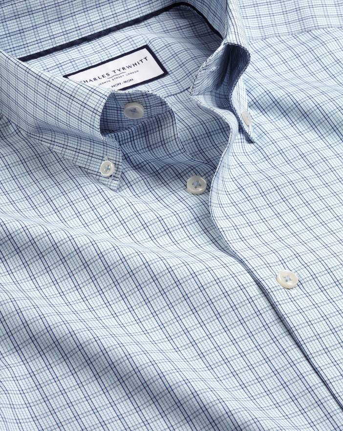 Men's Charles Tyrwhitt Button-Down Collar Non-Iron Checkered Oxford Dress Shirt | Charles Tyrwhitt