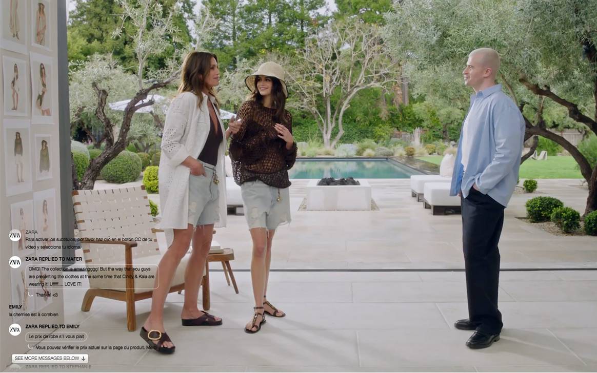 Cindy Crawford, Kaia Gerber y Evan Ross Katz durante el tercer capítulo de Zara Streaming.
