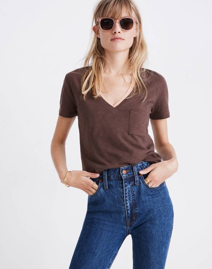 Whisper Cotton V-Neck Pocket Tee | Madewell