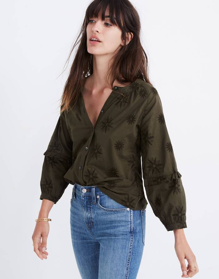 Embroidered Bubble-Sleeve Shirt | Madewell