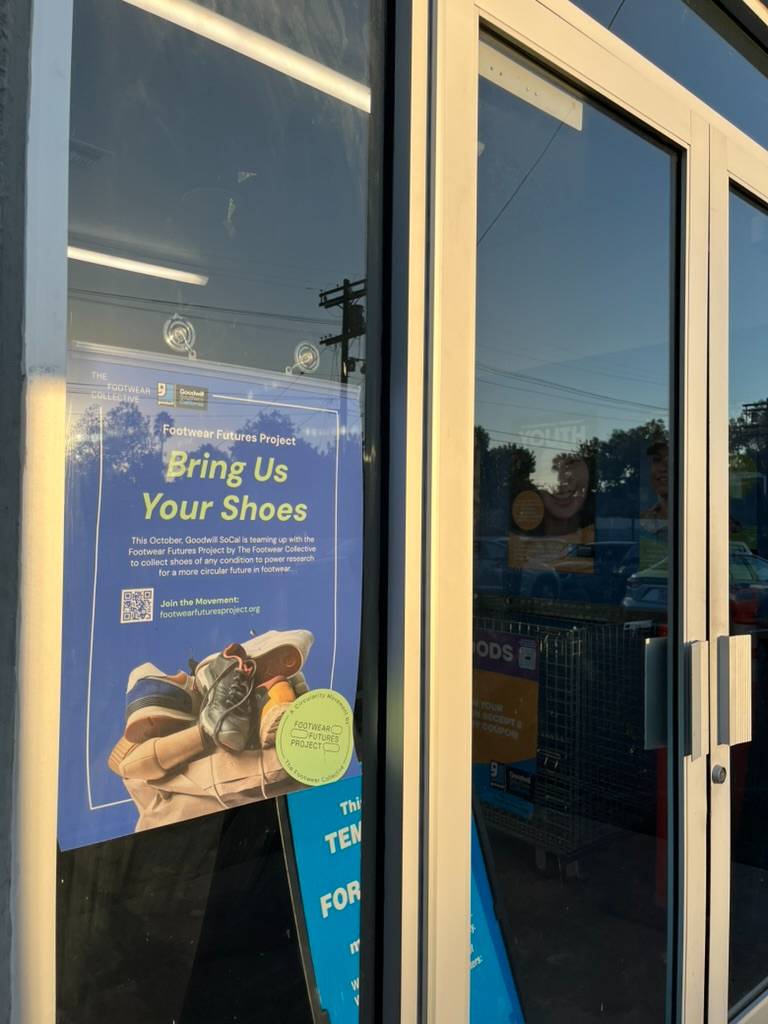 Footwear Futures Project information in Goodwill store.