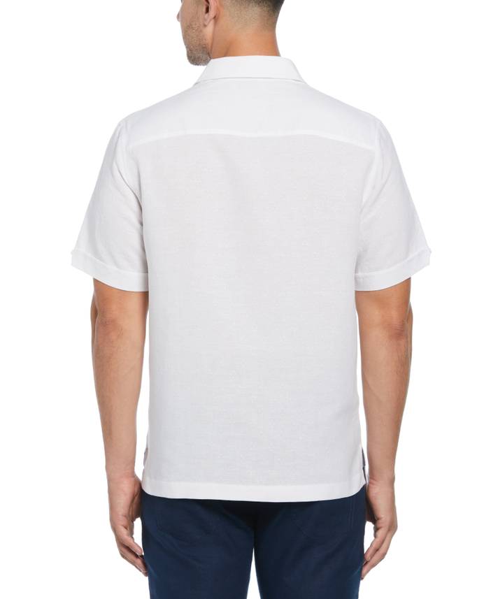 Men's Linen Blend Dobby Camp Collar Short Sleeve Shirt | Cubavera