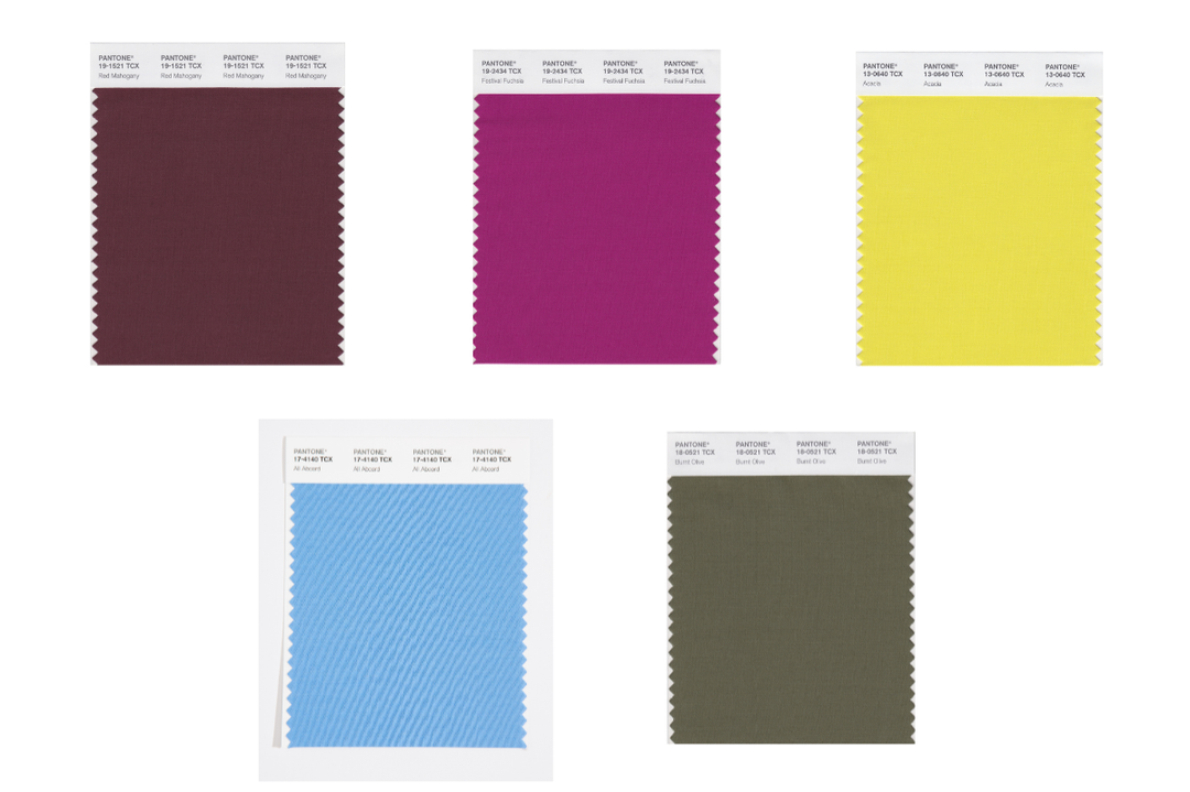 Campioni di colore del Pantone fashion colour trend report per l'AI26 della Nyfw