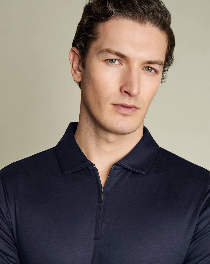 Men's Charles Tyrwhitt Zip-Neck Jersey Polo Shirt | Charles Tyrwhitt