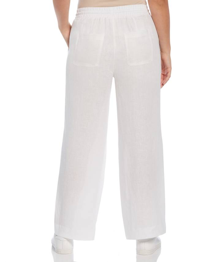 Women's Wide Leg Drawstring Linen Pants | Rafaella