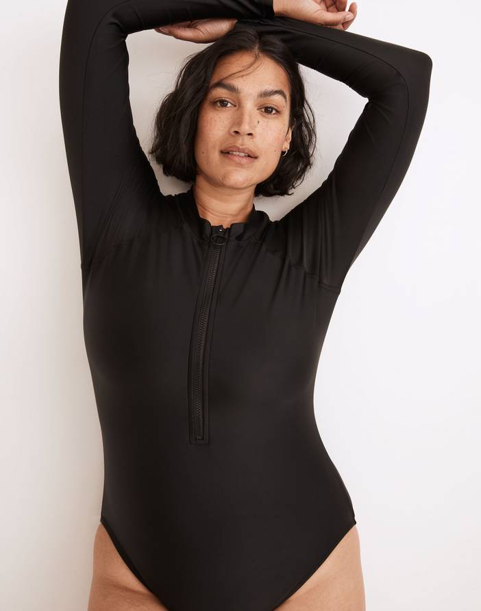 Second Wave Rash Guard One-Piece Swimsuit | Madewell