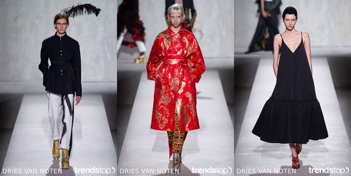 Beelden viaTrendstop, van links naar rechts: Dries Van Noten, allen
Voorjaar/Zomer 2020.