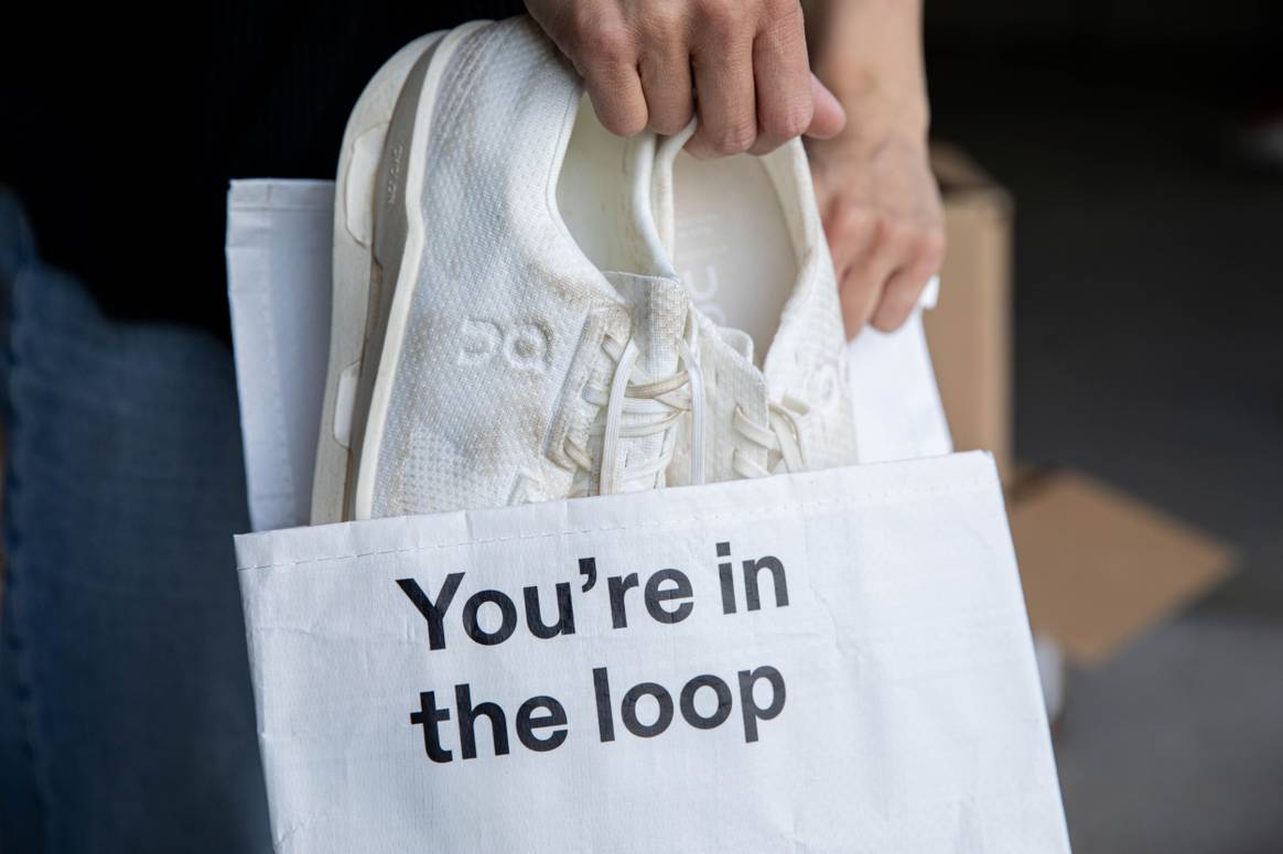 Schuhe werden als Teil des Subscription-Modell Cyclon nach der Abnutzung an On geschickt