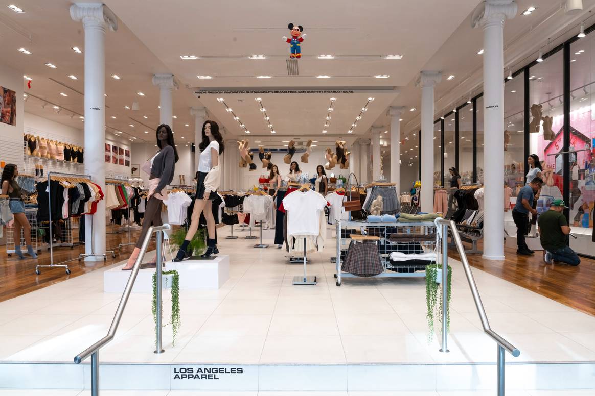 Interior of Los Angeles Apparel debut NYC flagship store