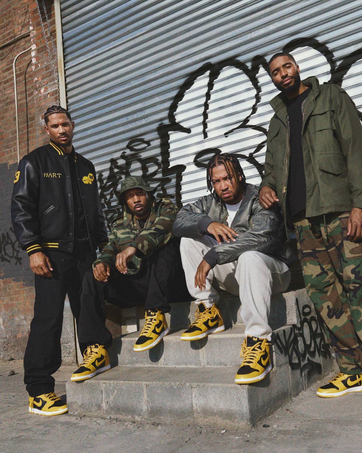 Josh Hart, RZA, Jalen Brunson and Mikal Bridges (from left to right) present Nike x Wu-Tang Clan Dunk