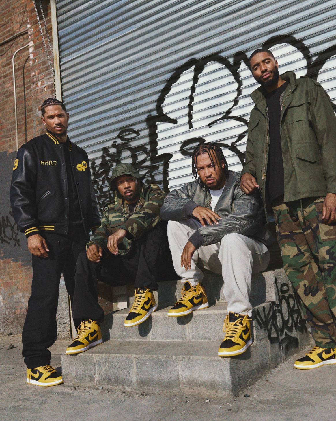 Josh Hart, RZA, Jalen Brunson and Mikal Bridges (from left to right) present Nike x Wu-Tang Clan Dunk