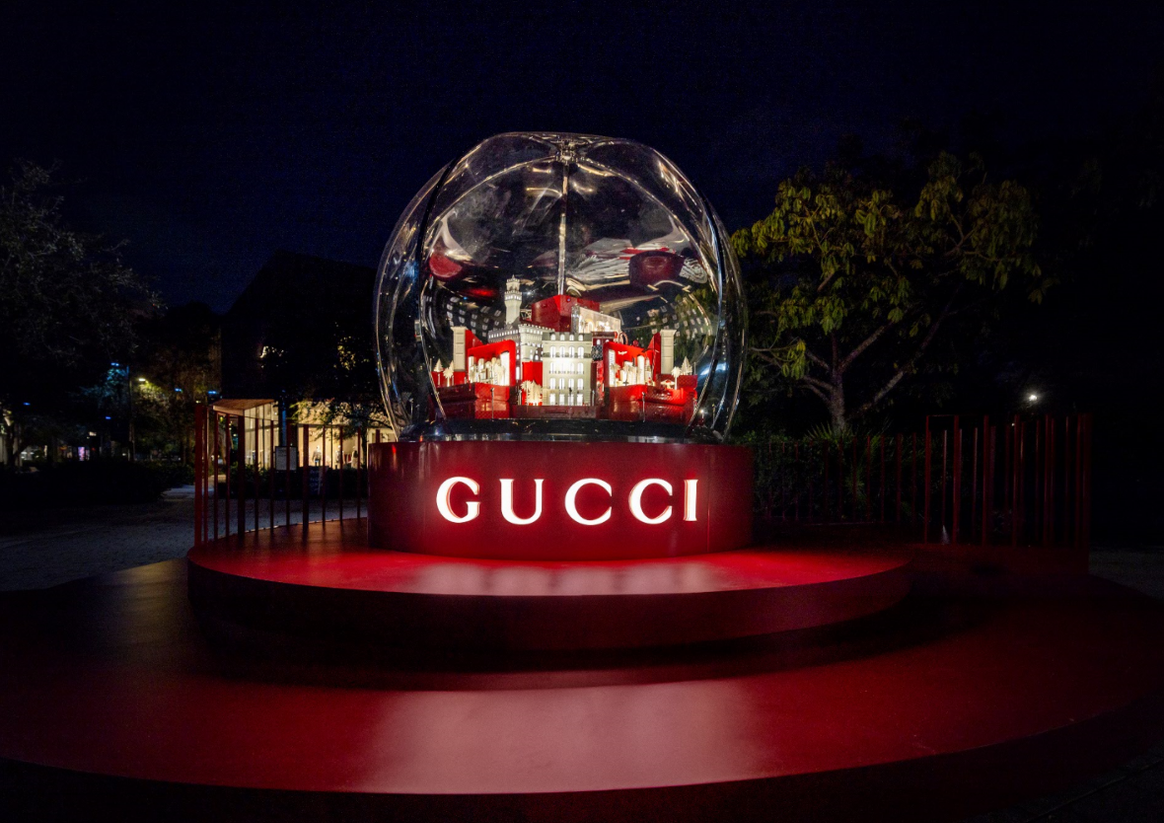 Gucci snow globe festive installation