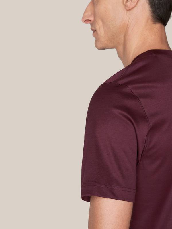 Burgundy Red Filo di Scozia Crewneck T-Shirt | Eton