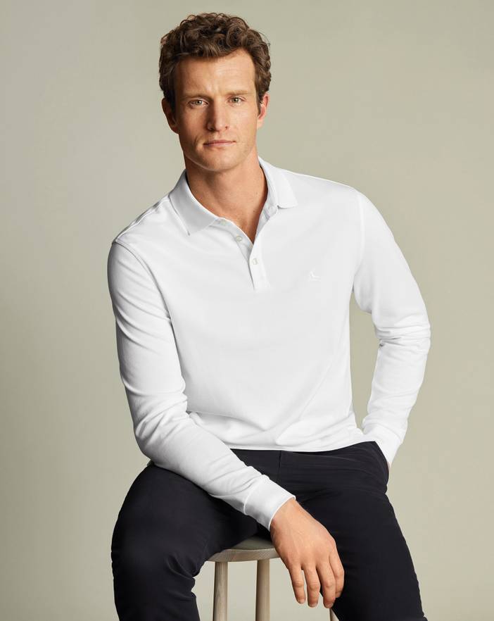Men's Charles Tyrwhitt Long Sleeve Pique Polo Shirt | Charles Tyrwhitt